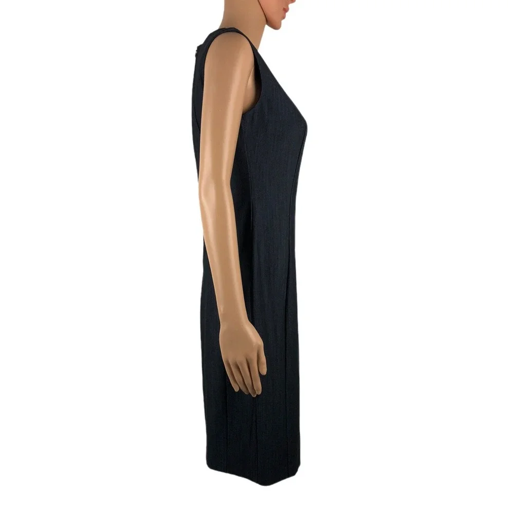 Calvin Klein Womens 4 Dress Blue Sleeveless Sheath Denim Look Stretch EUC